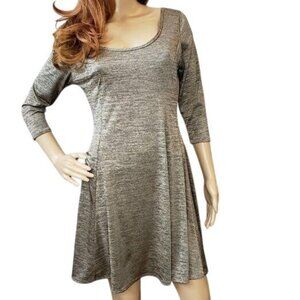Rag Therapy Womens Medium Metallic Heathered Knit 3/4 sleeve Dress Medium